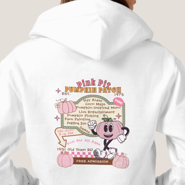 Pumpkin Patch Pumpkin Picking - Pink Pumpkin Hoodie (This item is for display purposes only to illustrate the design element. )