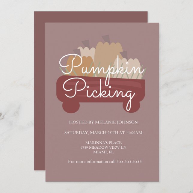 Pumpkin Patch Pumpkins Picken Flyer Einladung (Vorne/Hinten)