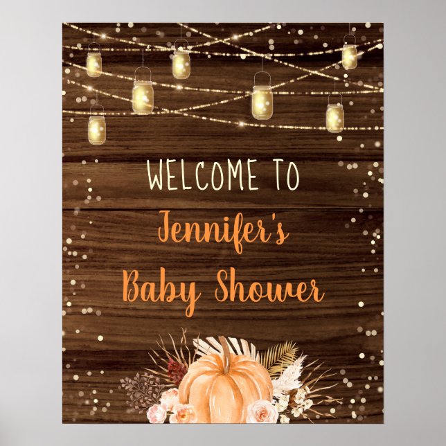 Pumpkin Patch Rustikale String Lights Baby Willkom Poster (Vorne)