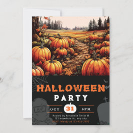 Pumpkin Patch Schönes Schwarzes Halloween im Herbs Einladung