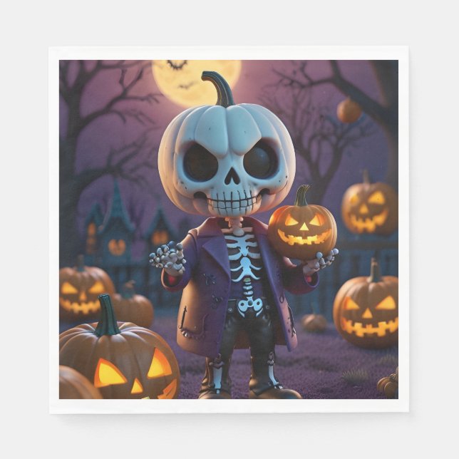 Pumpkin Patch Skeleton Companion Serviette (Vorderseite)