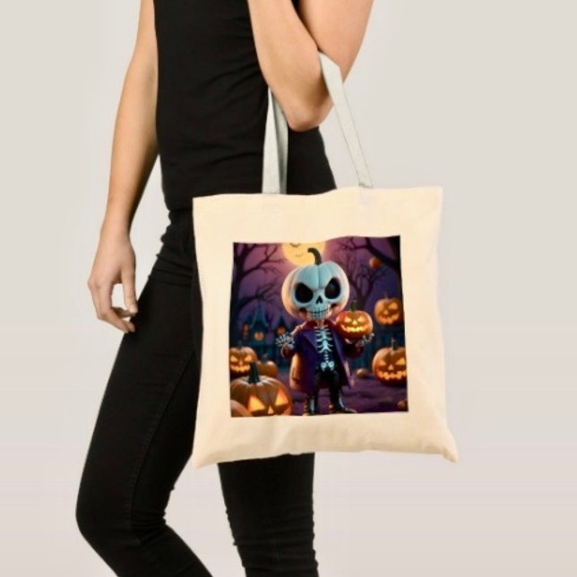 Pumpkin Patch Skeleton Companion Tragetasche (100% natural material 100% cotton D: 15.75"l x 15.25"w 5 handle colors
)