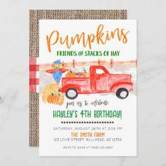 Pumpkin Patch Vintag Truck Herbst Bauer Einladung
