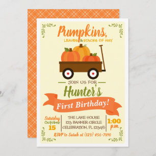 Pumpkin Patch Wagon Fall Birthday Einladung