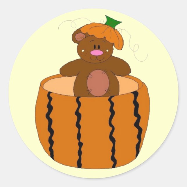 Pumpkin-Patchbär Runder Aufkleber (Vorderseite)
