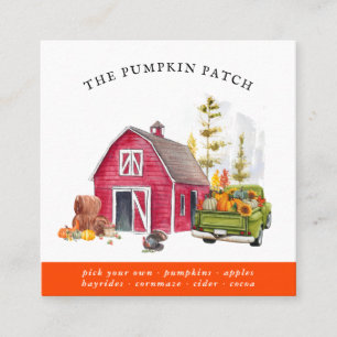 Pumpkin Patchfamilie Vintager LKW Fall Quadratische Visitenkarte