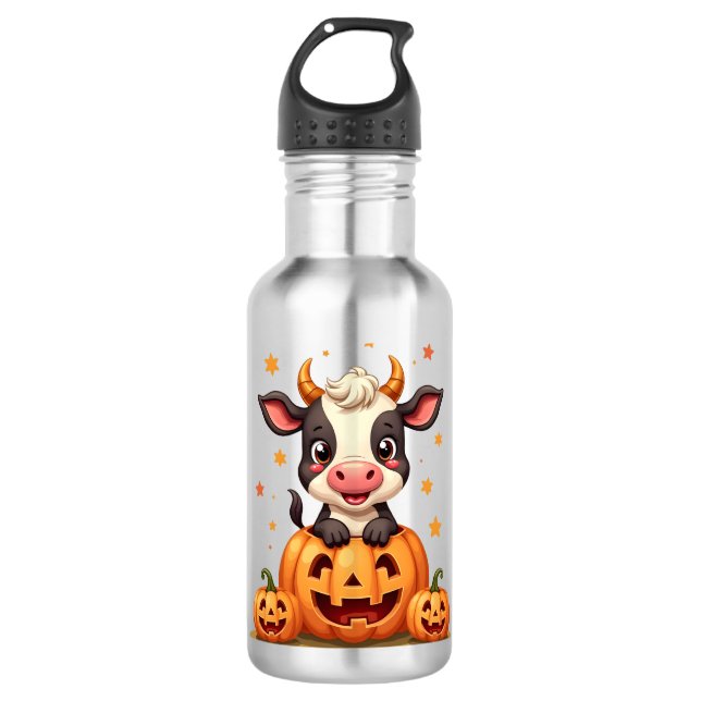 Pumpkin-Patchkuh Edelstahlflasche (Vorderseite)