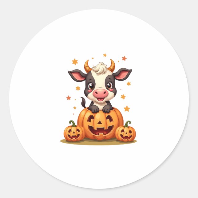 Pumpkin-Patchkuh Runder Aufkleber (Vorderseite)