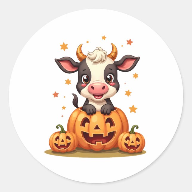 Pumpkin-Patchkuh Runder Aufkleber (Vorderseite)