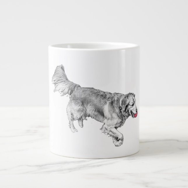 Pumpkin Path Pup with Red Ball Jumbo-Tasse (Vorderseite)