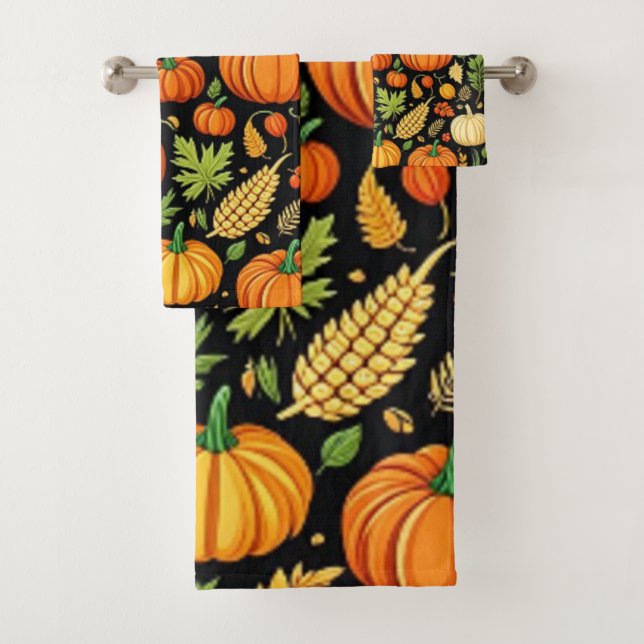 Pumpkin Pattern Ernte Tag Herbst Badhandtuch Set (Insitu)
