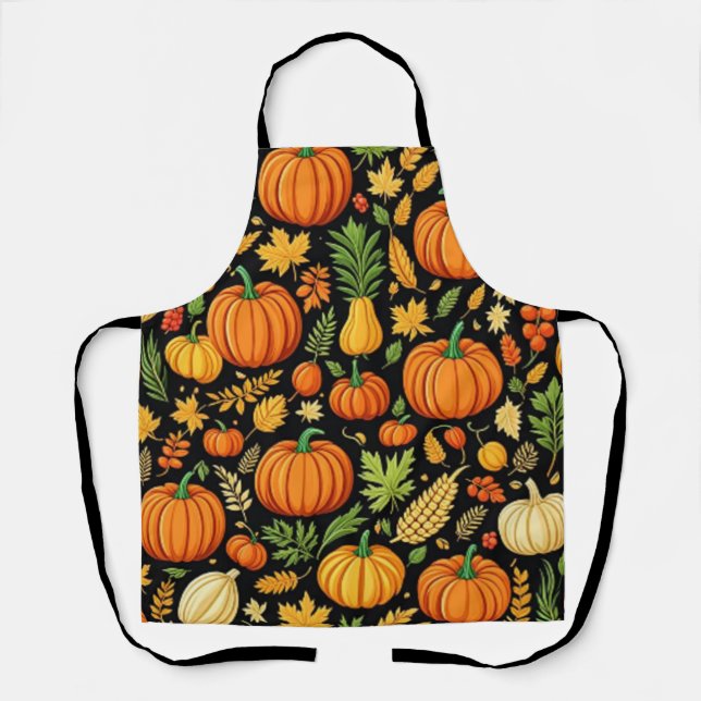 Pumpkin Pattern Ernte Tag Herbst Schürze (Vorderseite)