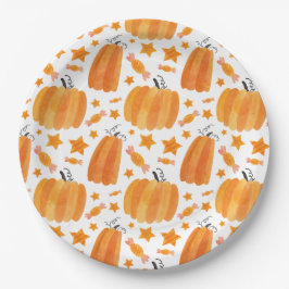 Pumpkin Pattern Holloween Party Paper Plate Pappteller