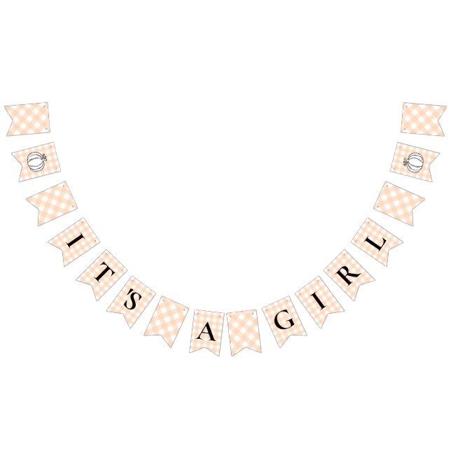 Pumpkin Peach Gingham Es ist ein Mädchen-Jagdfahne Wimpelkette (Alle)
