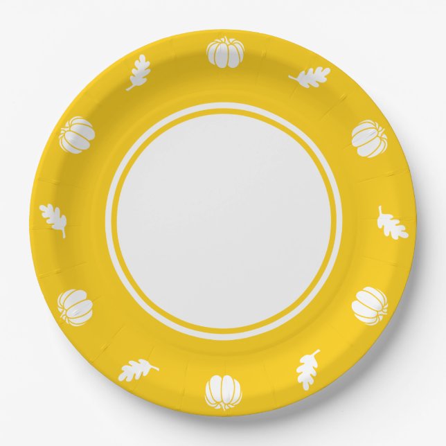 Pumpkin-Pflaster in gelber Papierplatte Pappteller (Vorderseite)