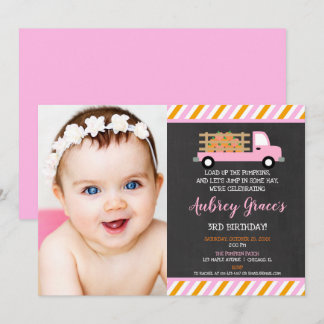 Pumpkin Pflaster orange rosa Mädchen fallen Geburt Einladung