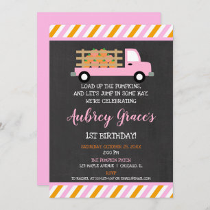 Pumpkin Pflaster orangefarbenes Mädchen 1. Geburts Einladung