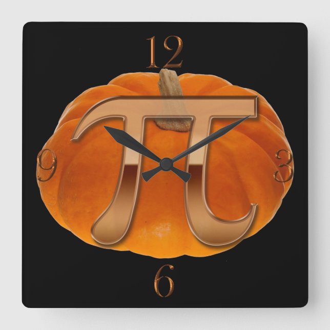 Pumpkin Pi Funny Mathe-lover's Wall Clock Quadratische Wanduhr (Vorderseite)