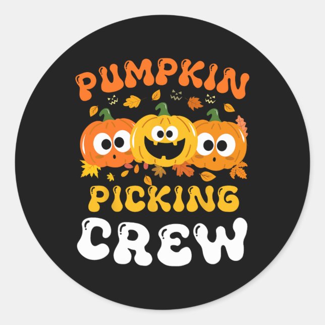 Pumpkin Picking Crew 2024 Funny Cousin Crew Hallow Runder Aufkleber (Vorderseite)