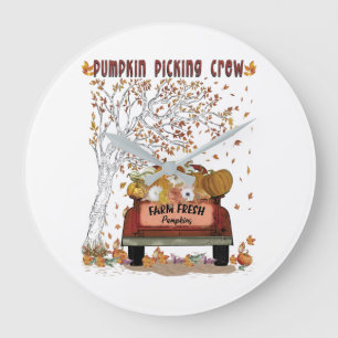Pumpkin Picking-Crew Große Wanduhr