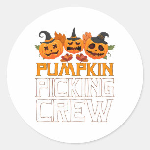 Pumpkin Picking Crew Halloween Familie Matching Runder Aufkleber