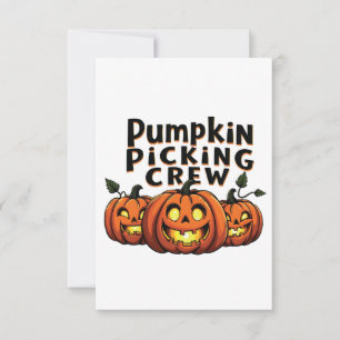 Pumpkin Picking Crew Spooky Halloween Matching RSVP Karte