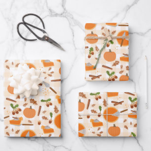 Pumpkin Pie Autumn Fall Pattern Geschenkpapier Set