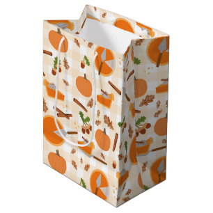 Pumpkin Pie Autumn Fall Pattern Mittlere Geschenktüte