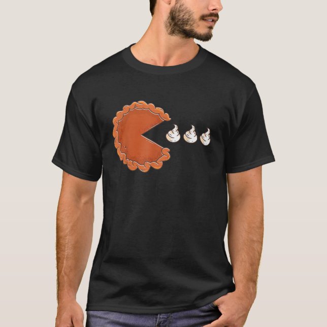 Pumpkin Pie Eating Cream Funny Thanksgivin T-Shirt (Vorderseite)