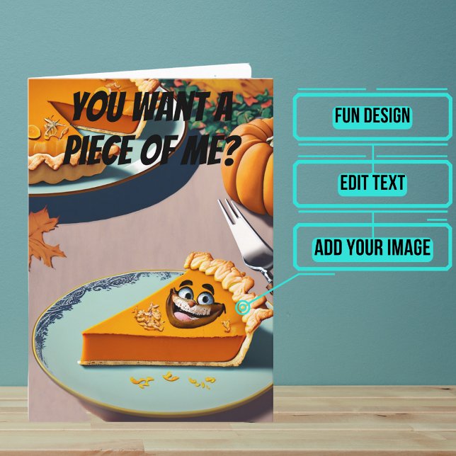 Pumpkin Pie Gone Bad Funny Erntedank Karte (Share your gratitude this year with a Thanksgiving greeting card using a fun and funny design.)