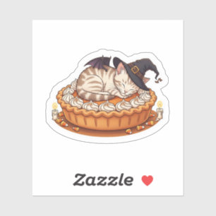 Pumpkin Pie Kitty - Niedliches, gemütliches Hallow Aufkleber