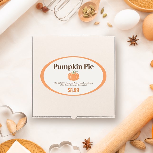 Pumpkin Pie Label | Packungsaufkleber für Pie Ovaler Aufkleber (Von Creator hochgeladen)