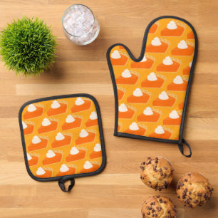 Pumpkin Pie Pattern Ofenhandschuh & Topflappen-Set