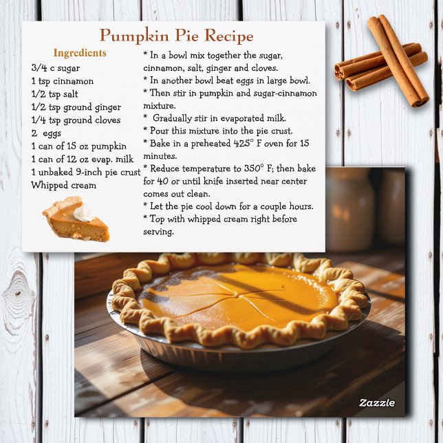 Pumpkin Pie Recipe Card Postkarte (Von Creator hochgeladen)