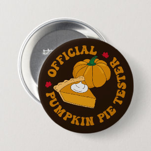 Pumpkin Pie Tester Funny Kids Erntedank Button