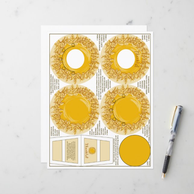 Pumpkin Pie Thanky Erntedank Tischkarte Rahmen (Vorderseite/Rückseite Beispiel)