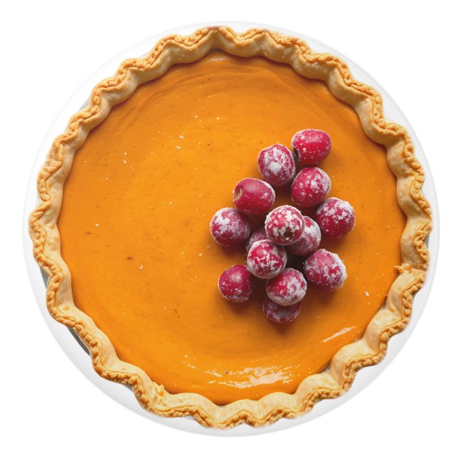 Pumpkin Pie with Sugared Cranberries Keramikknauf (Vorderseite)
