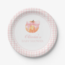 Pumpkin Pink-Bogen und Gingham-Babydusche