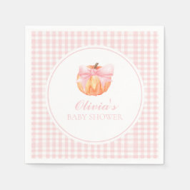 Pumpkin Pink-Bogen und Gingham-Babydusche Serviette