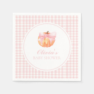 Pumpkin Pink-Bogen und Gingham-Babydusche Serviette
