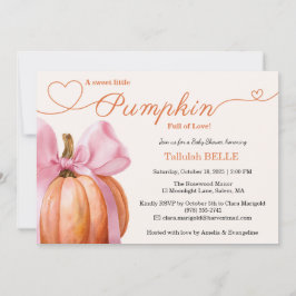Pumpkin Pink Bow Baby Showkarte Einladung