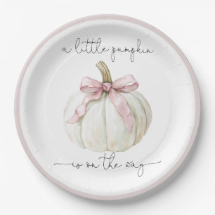 Pumpkin & Pink Bow Babydusche Pappteller