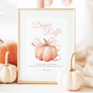 Pumpkin Pink Bow Diaper Raffeltabellenzeichen Poster