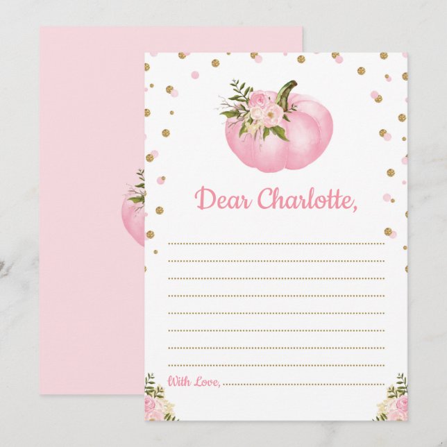 Pumpkin Pink Floral Time Kapselfallkarte Einladung (Vorne/Hinten)