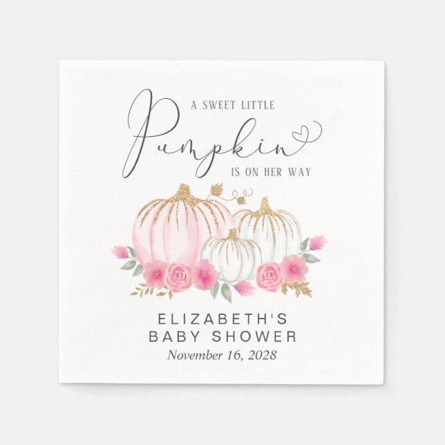 Pumpkin Pink Floral Wasserfarbe Kindermädchen Dusc Serviette (Vorderseite)
