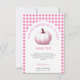 Pumpkin Pink Gingham Kariert Baby Girl Baby Dusche Dankeskarte