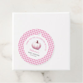 Pumpkin Pink Gingham Kariert Baby Girl Baby Dusche Geschenkanhänger