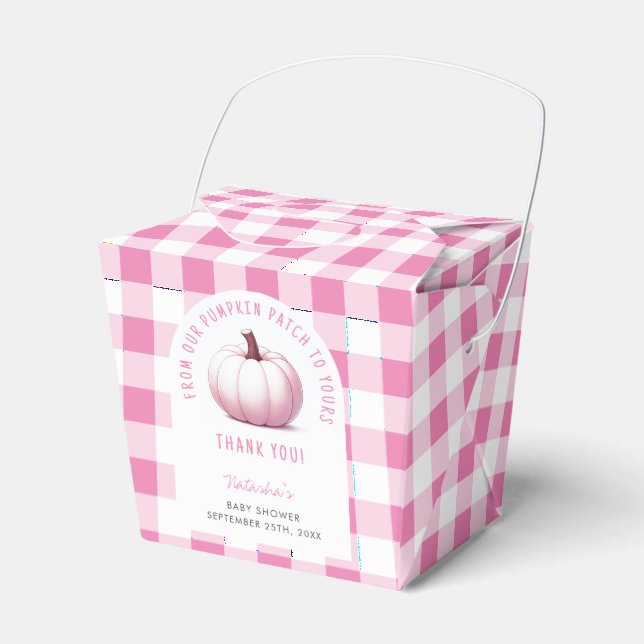 Pumpkin Pink Gingham Kariert Baby Girl Baby Dusche Geschenkschachtel (Vorderseite)