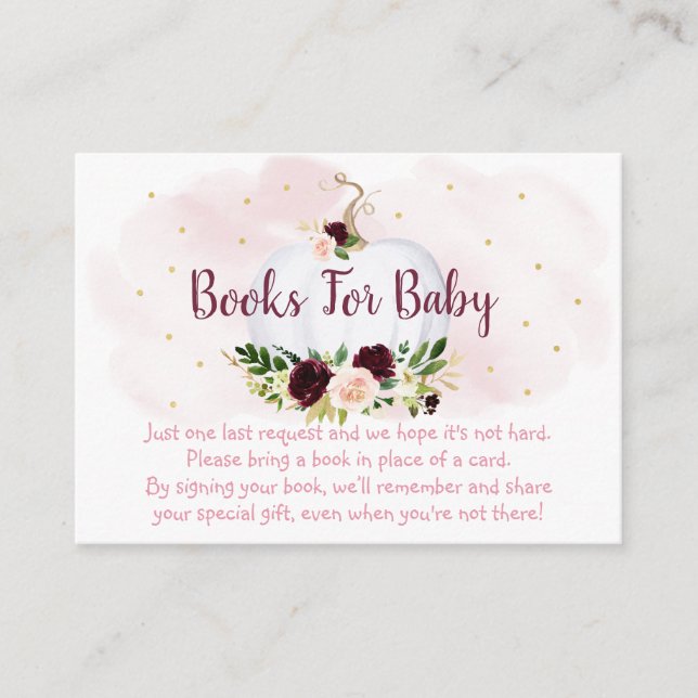 Pumpkin Pink Gold Burgundy Baby Buy Request Begleitkarte (Vorderseite)