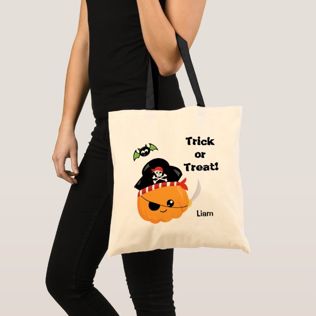Pumpkin Pirate Halloween Trick oder Treat Tragetasche (Vorderseite (Produkt))